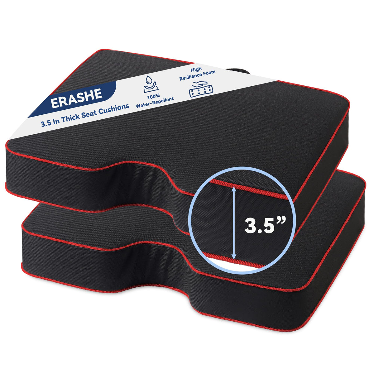 3.5" Extra Thick Resilient Foam Stadium Seat Cushion 2Pcs Red Z427523