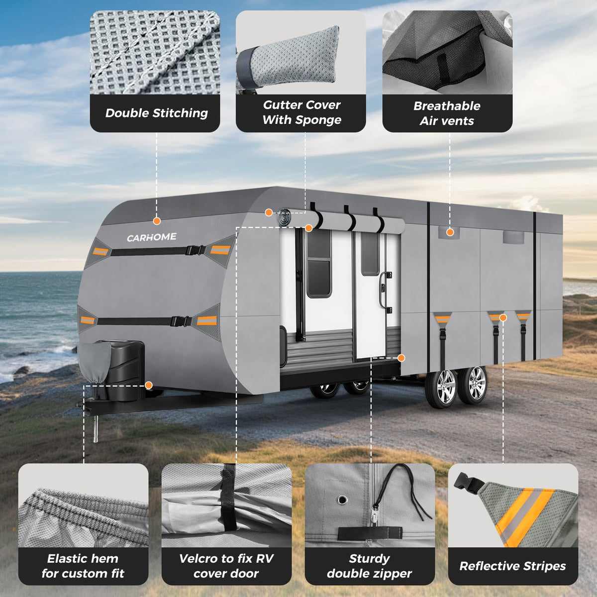 30-33FT 9 Layers Waterproof Travel Trailer RV Cover U1897