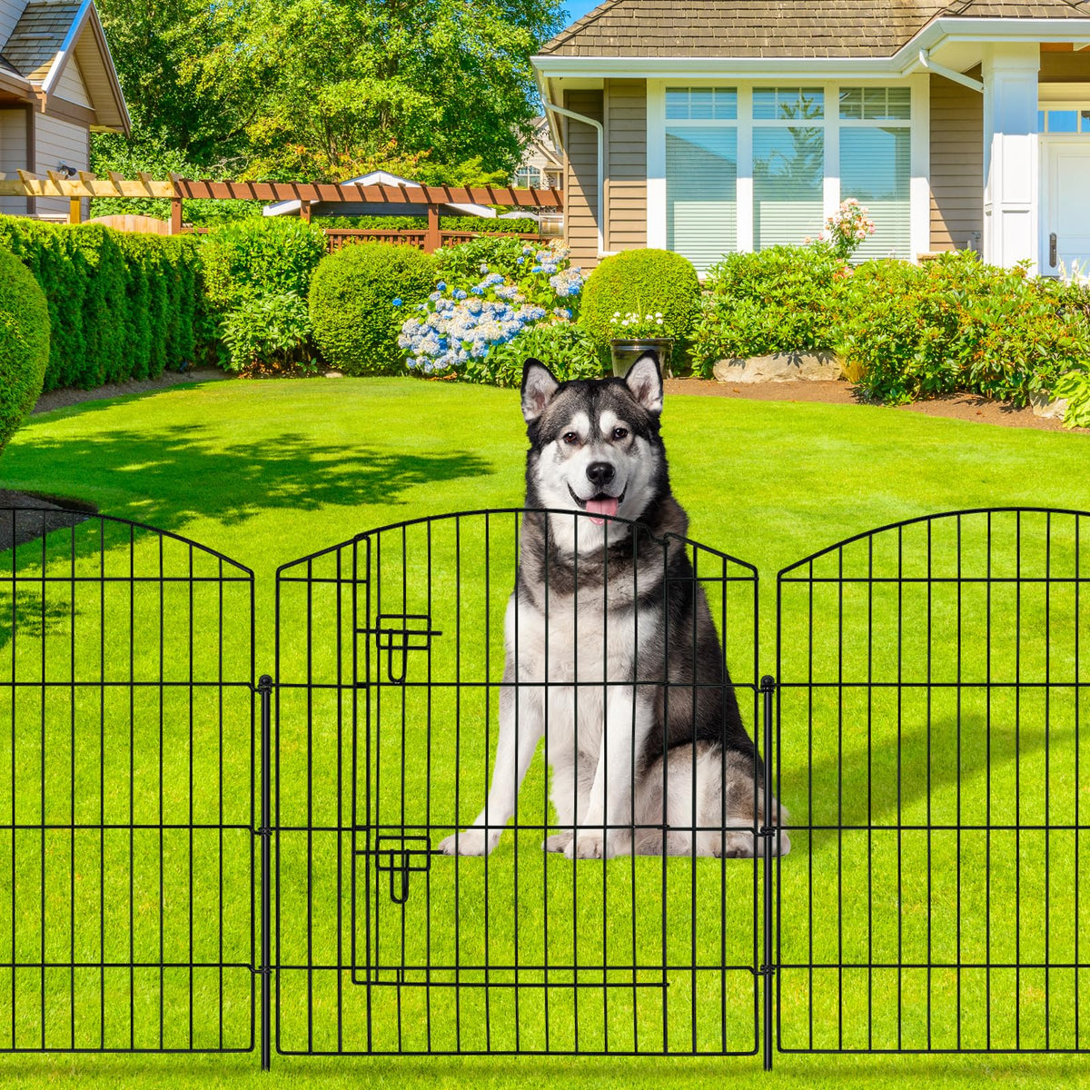 10 Panel No Dig Garden Fence with Gate Y556339
