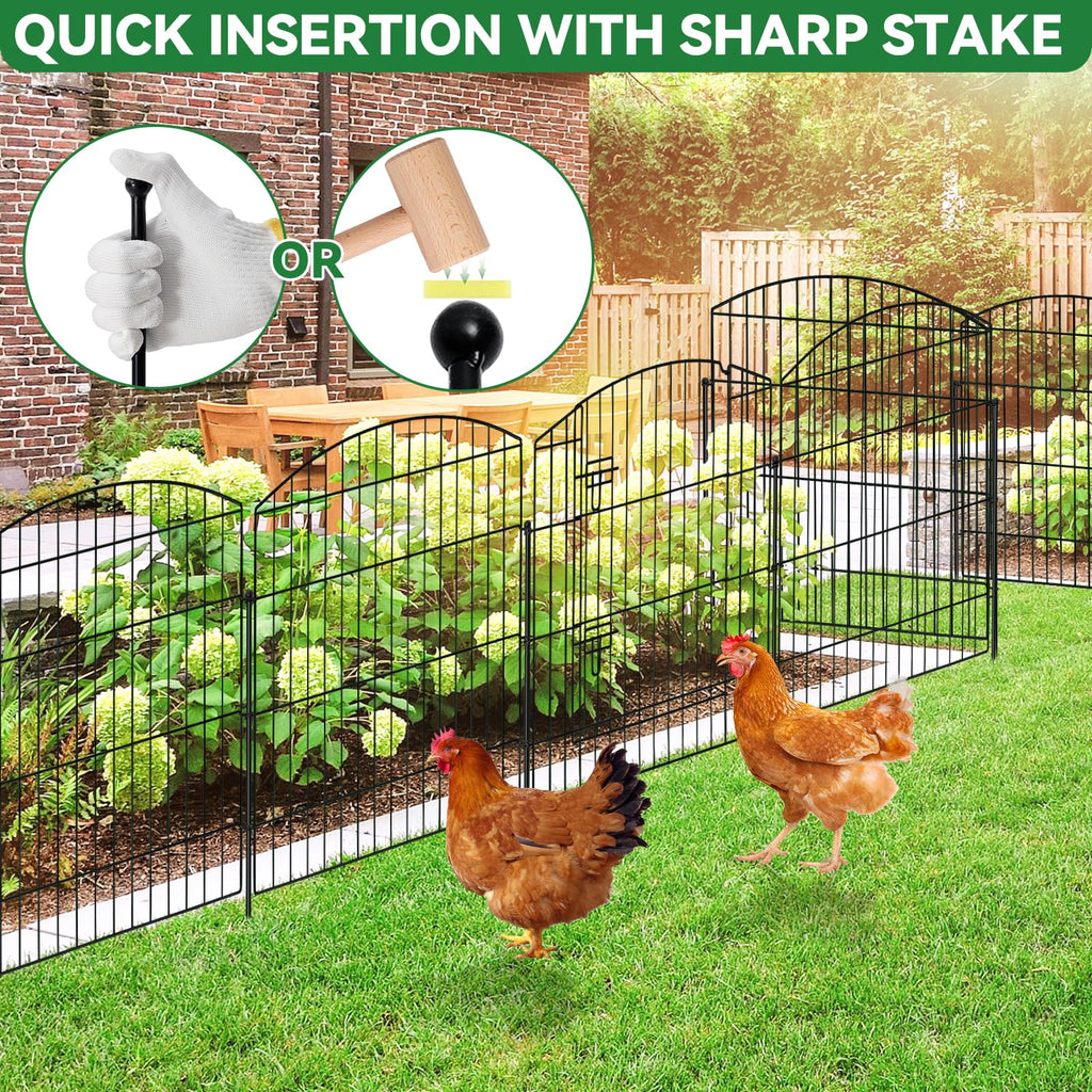 10 Panel No Dig Garden Fence with Gate Y556339