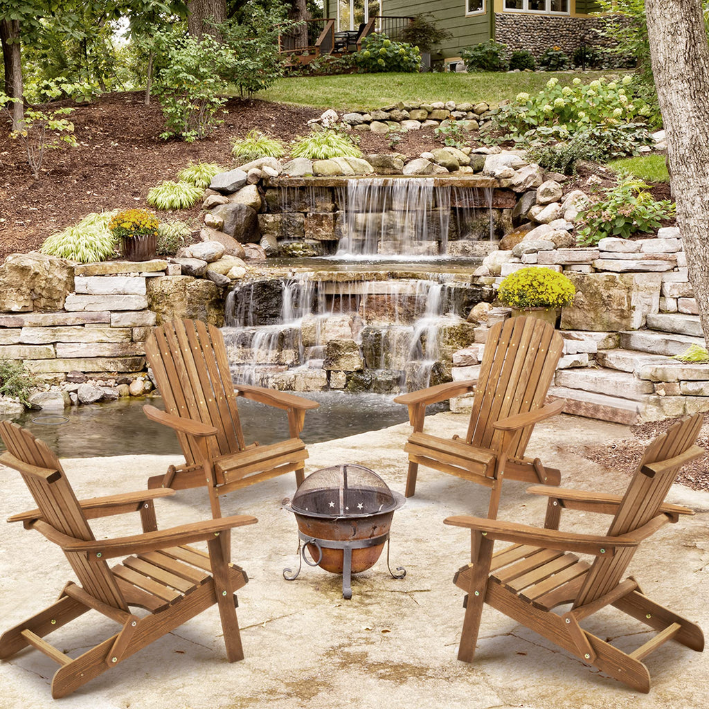 Folding Wood Adirondack Chair Set of 2 C19113