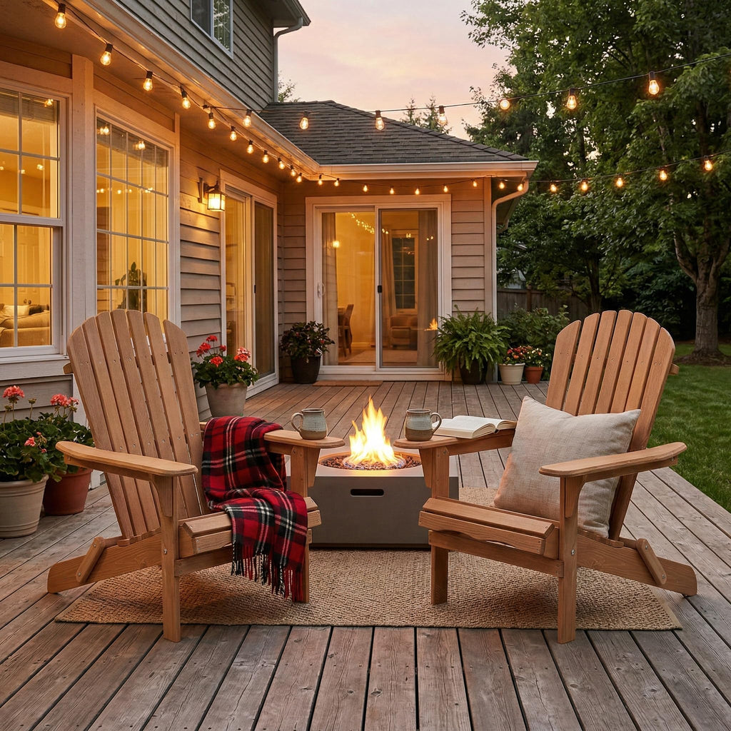 Folding Wood Adirondack Chair Set of 2 C19113