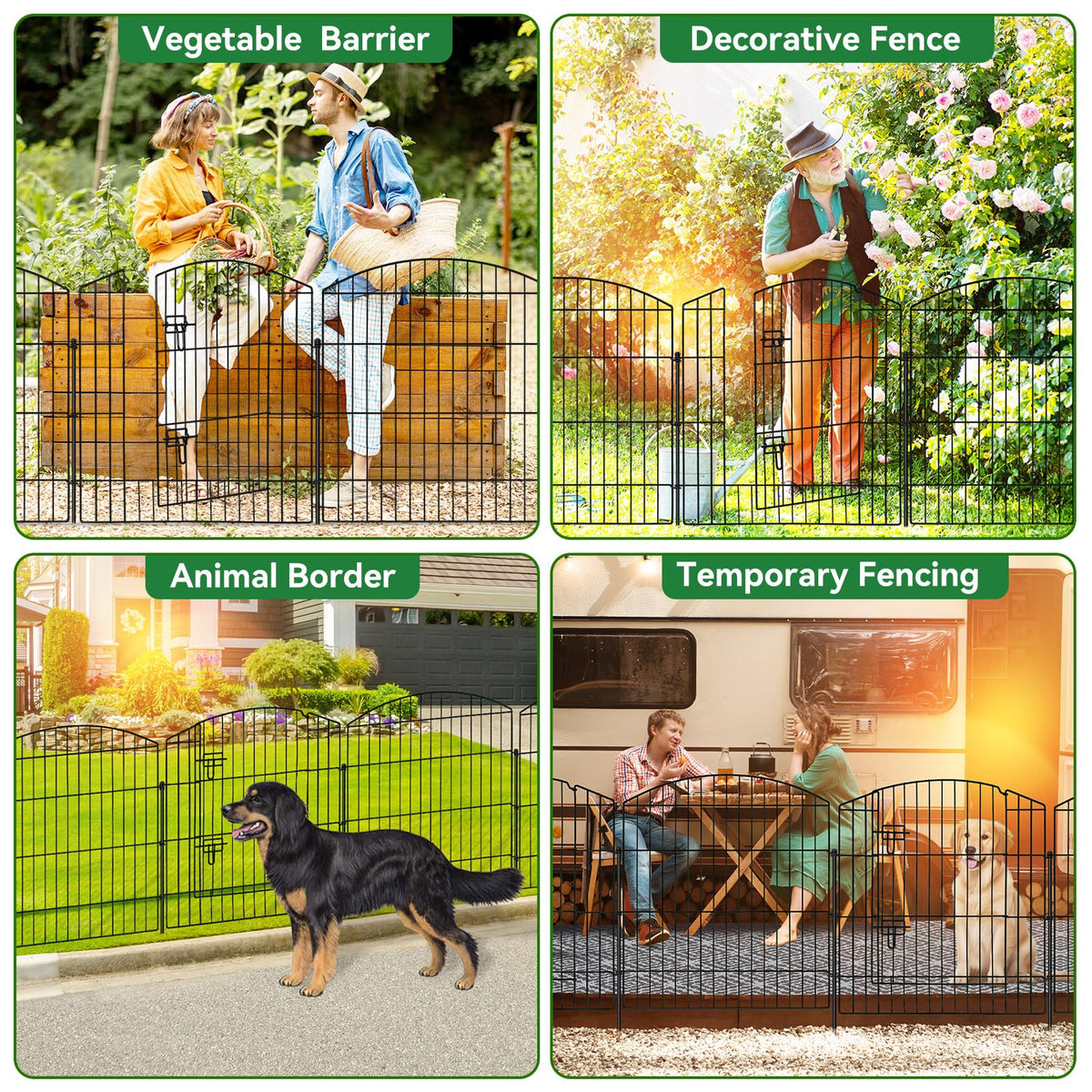10 Panel No Dig Garden Fence with Gate Y556339